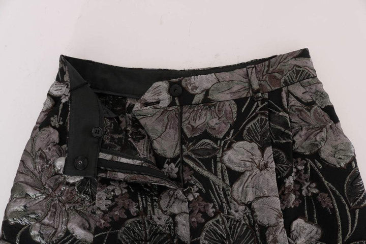 Dolce & Gabbana Gray Floral Brocade High Waist Shorts Dolce & Gabbana, feed-1, Gray, IT40|S, Shorts - Women - Clothing, Women - New Arrivals at SEYMAYKA