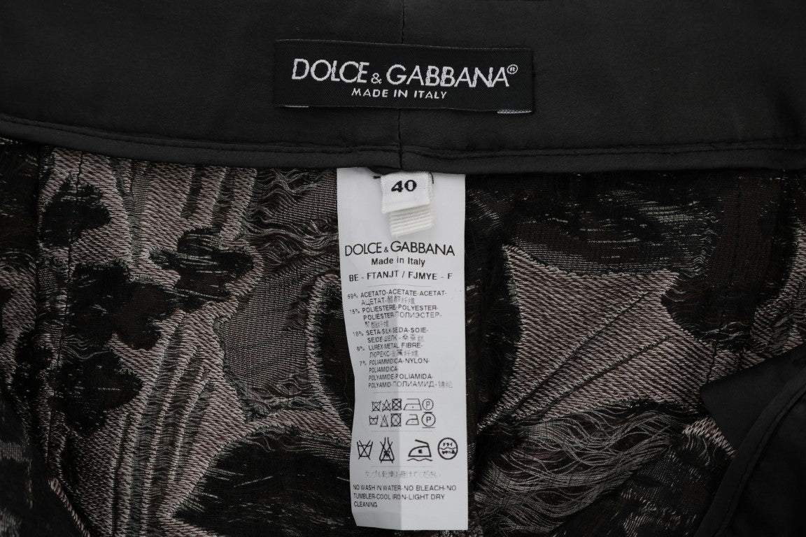 Dolce & Gabbana Gray Floral Brocade High Waist Shorts Dolce & Gabbana, feed-1, Gray, IT40|S, Shorts - Women - Clothing, Women - New Arrivals at SEYMAYKA