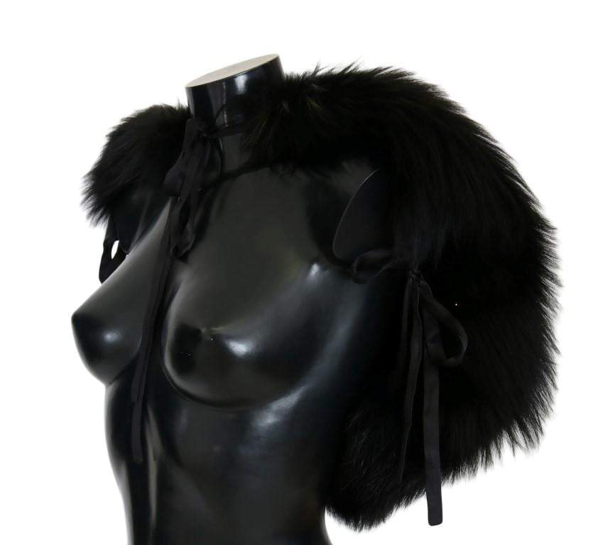 Dolce & Gabbana  Black Silver Fox Fur Scarf #women, Accessories - New Arrivals, Black, Brand_Dolce & Gabbana, Catch, Dolce & Gabbana, feed-agegroup-adult, feed-color-black, feed-gender-female, feed-size-M, Gender_Women, Kogan, M, Scarves - Women - Accessories at SEYMAYKA
