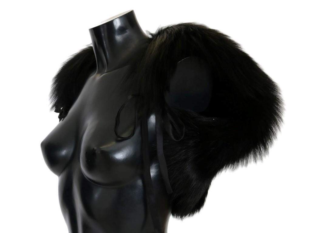 Dolce & Gabbana  Black Silver Fox Fur Scarf #women, Accessories - New Arrivals, Black, Brand_Dolce & Gabbana, Catch, Dolce & Gabbana, feed-agegroup-adult, feed-color-black, feed-gender-female, feed-size-IT40|S, Gender_Women, IT40|S, Kogan, Scarves - Women - Accessories at SEYMAYKA
