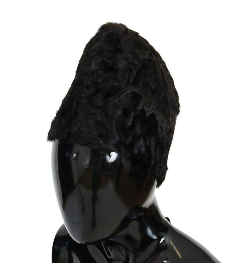 Dolce & Gabbana  Black Xiangao Lamb Fur Beanie #women, 56 cm|XS, Accessories - New Arrivals, Black, Brand_Dolce & Gabbana, Catch, Dolce & Gabbana, feed-agegroup-adult, feed-color-black, feed-gender-female, feed-size-56 cm|XS, Gender_Women, Hats - Women - Accessories, Kogan at SEYMAYKA