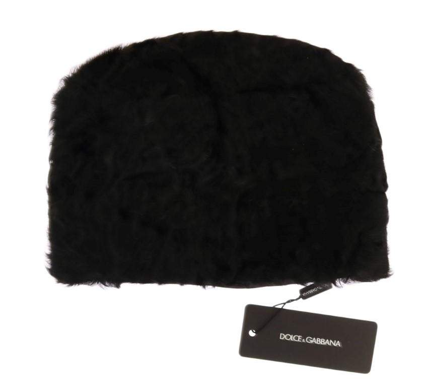 Dolce & Gabbana  Black Xiangao Lamb Fur Beanie #women, 56 cm|XS, Accessories - New Arrivals, Black, Brand_Dolce & Gabbana, Catch, Dolce & Gabbana, feed-agegroup-adult, feed-color-black, feed-gender-female, feed-size-56 cm|XS, Gender_Women, Hats - Women - Accessories, Kogan at SEYMAYKA