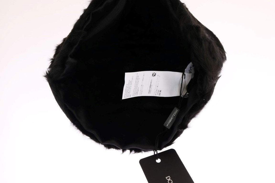 Dolce & Gabbana  Black Xiangao Lamb Fur Beanie #women, 56 cm|XS, Accessories - New Arrivals, Black, Brand_Dolce & Gabbana, Catch, Dolce & Gabbana, feed-agegroup-adult, feed-color-black, feed-gender-female, feed-size-56 cm|XS, Gender_Women, Hats - Women - Accessories, Kogan at SEYMAYKA