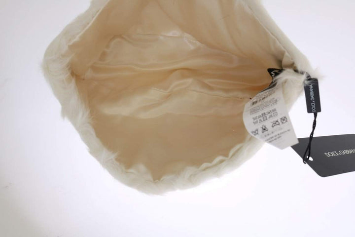 Dolce & Gabbana  White Xiangao Lamb Fur Beanie #women, 56 cm|XS, Accessories - New Arrivals, Brand_Dolce & Gabbana, Catch, Dolce & Gabbana, feed-agegroup-adult, feed-color-white, feed-gender-female, feed-size-56 cm|XS, Gender_Women, Hats - Women - Accessories, Kogan, White at SEYMAYKA