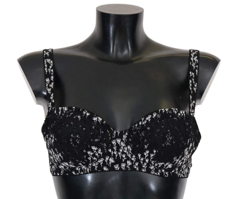 Dolce & Gabbana  Black Silk White Lace Stretch Underwear Bra #women, Black, Brand_Dolce & Gabbana, Catch, Dolce & Gabbana, feed-agegroup-adult, feed-color-black, feed-gender-female, feed-size-IT2 | S, Gender_Women, IT2 | S, Kogan, Underwear - Women - Clothing, Women - New Arrivals at SEYMAYKA
