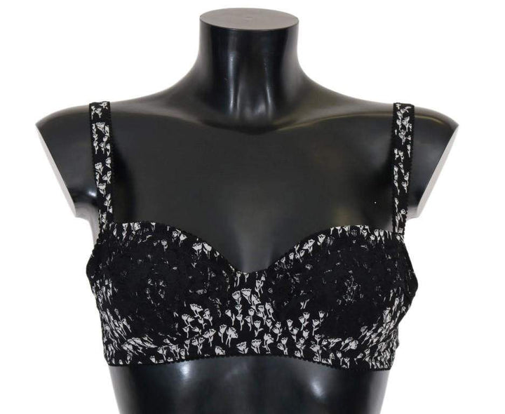 Dolce & Gabbana  Black Silk White Lace Stretch Underwear Bra #women, Black, Brand_Dolce & Gabbana, Catch, Dolce & Gabbana, feed-agegroup-adult, feed-color-black, feed-gender-female, feed-size-IT2 | S, Gender_Women, IT2 | S, Kogan, Underwear - Women - Clothing, Women - New Arrivals at SEYMAYKA