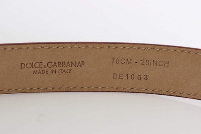 Dolce & Gabbana Różowy pasek z wężowej skóry ze srebrną klamrą
