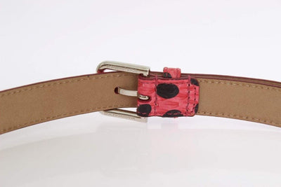 <transcy>Dolce & Gabbana Cintura in pelle di serpente rosa a pois con fibbia argento</transcy>