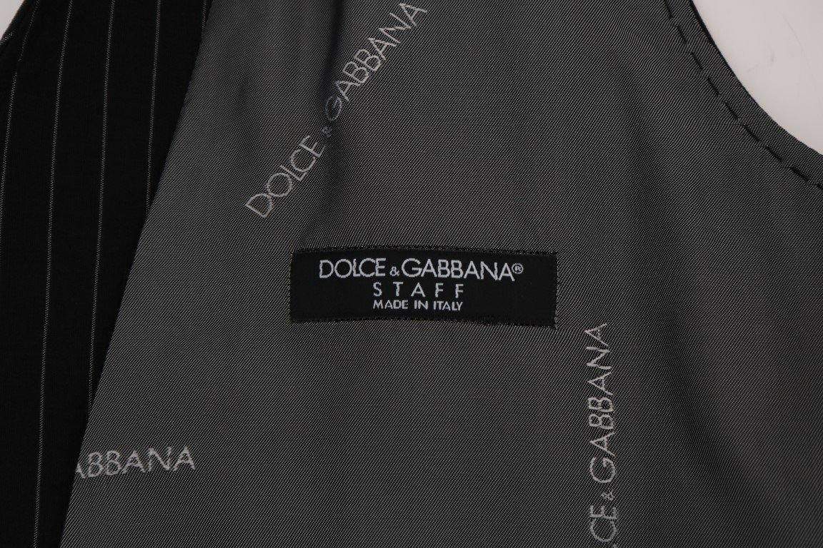 Dolce & Gabbana  Black STAFF Cotton Striped Vest #men, Black, Brand_Dolce & Gabbana, Catch, Dolce & Gabbana, feed-agegroup-adult, feed-color-black, feed-gender-male, feed-size-IT52 | XL, Gender_Men, IT52 | XL, Kogan, Men - New Arrivals, Vests - Men - Clothing at SEYMAYKA