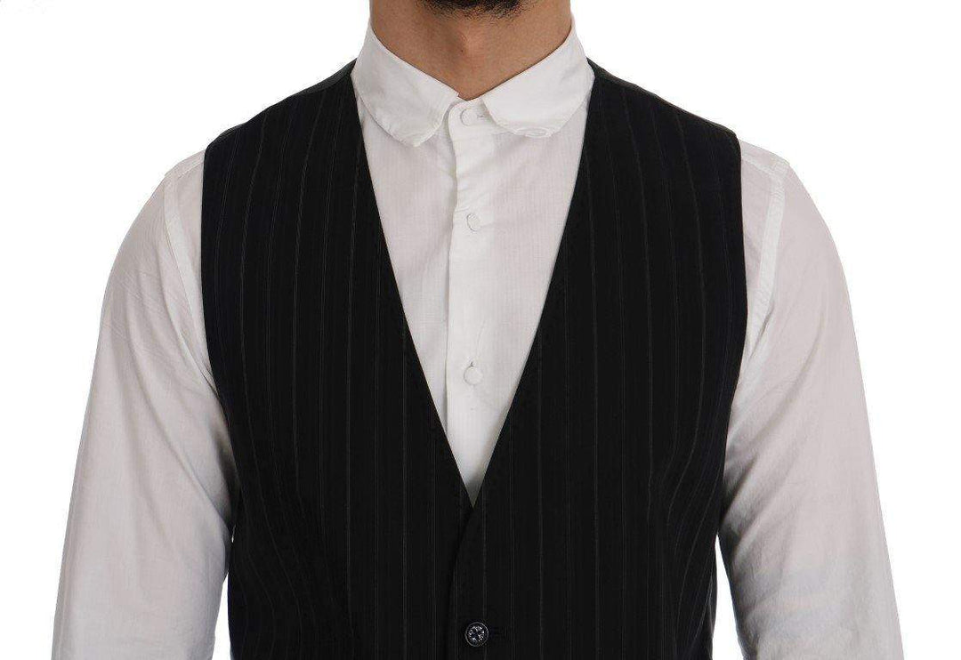 Dolce & Gabbana  Black STAFF Cotton Striped Vest #men, Black, Brand_Dolce & Gabbana, Catch, Dolce & Gabbana, feed-agegroup-adult, feed-color-black, feed-gender-male, feed-size-IT52 | XL, feed-size-IT54 | XXL, Gender_Men, IT52 | XL, IT54 | XXL, Kogan, Men - New Arrivals, Vests - Men - Clothing at SEYMAYKA