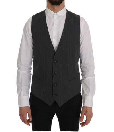 Dolce & Gabbana  Gray STAFF Cotton Striped Vest #men, Brand_Dolce & Gabbana, Catch, Dolce & Gabbana, feed-agegroup-adult, feed-color-gray, feed-gender-male, feed-size-IT50 | L, Gender_Men, Gray, IT50 | L, Kogan, Men - New Arrivals, Vests - Men - Clothing at SEYMAYKA