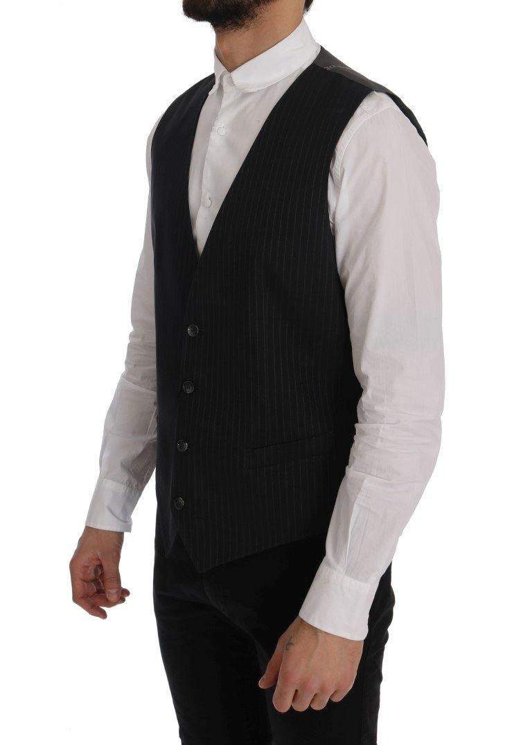 Dolce & Gabbana  Gray STAFF Cotton Striped Vest #men, Brand_Dolce & Gabbana, Catch, Dolce & Gabbana, feed-agegroup-adult, feed-color-gray, feed-gender-male, feed-size-IT50 | L, Gender_Men, Gray, IT50 | L, Kogan, Men - New Arrivals, Vests - Men - Clothing at SEYMAYKA