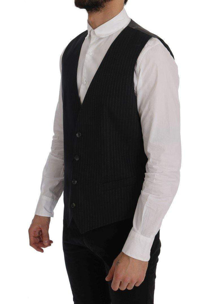 Dolce & Gabbana  Gray STAFF Cotton Striped Vest #men, Brand_Dolce & Gabbana, Catch, Dolce & Gabbana, feed-agegroup-adult, feed-color-gray, feed-gender-male, feed-size-IT50 | L, Gender_Men, Gray, IT50 | L, Kogan, Men - New Arrivals, Vests - Men - Clothing at SEYMAYKA