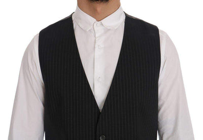 Dolce & Gabbana  Gray STAFF Cotton Striped Vest #men, Brand_Dolce & Gabbana, Catch, Dolce & Gabbana, feed-agegroup-adult, feed-color-gray, feed-gender-male, feed-size-IT50 | L, Gender_Men, Gray, IT50 | L, Kogan, Men - New Arrivals, Vests - Men - Clothing at SEYMAYKA