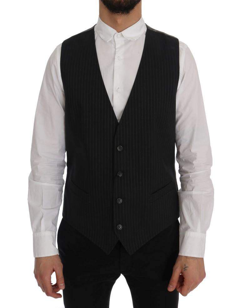 Dolce & Gabbana  Gray STAFF Cotton Striped Vest #men, Brand_Dolce & Gabbana, Catch, Dolce & Gabbana, feed-agegroup-adult, feed-color-gray, feed-gender-male, feed-size-IT50 | L, Gender_Men, Gray, IT50 | L, Kogan, Men - New Arrivals, Vests - Men - Clothing at SEYMAYKA