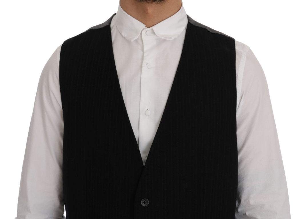 Dolce & Gabbana Black STAFF Cotton Striped Vest #men, Black, Dolce & Gabbana, feed-agegroup-adult, feed-color-black, feed-gender-male, IT52 | XL, Men - New Arrivals, Vests - Men - Clothing at SEYMAYKA