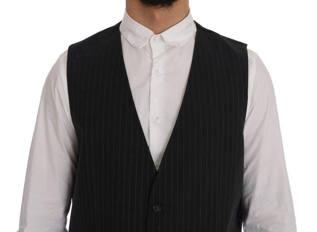 Dolce & Gabbana  Gray STAFF Cotton Striped Vest #men, Brand_Dolce & Gabbana, Catch, Dolce & Gabbana, feed-agegroup-adult, feed-color-gray, feed-gender-male, feed-size-IT52 | XL, Gender_Men, Gray, IT52 | XL, Kogan, Men - New Arrivals, Vests - Men - Clothing at SEYMAYKA