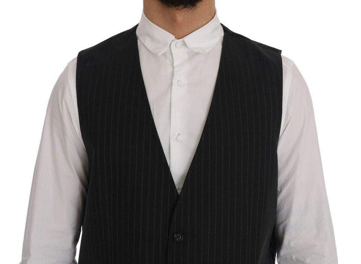 Dolce & Gabbana  Gray STAFF Cotton Striped Vest #men, Brand_Dolce & Gabbana, Catch, Dolce & Gabbana, feed-agegroup-adult, feed-color-gray, feed-gender-male, feed-size-IT52 | XL, Gender_Men, Gray, IT52 | XL, Kogan, Men - New Arrivals, Vests - Men - Clothing at SEYMAYKA