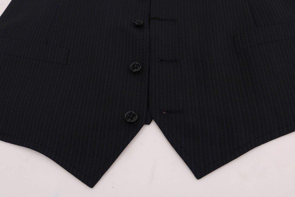 Dolce & Gabbana  Black STAFF Wool Striped Vest #men, Black, Brand_Dolce & Gabbana, Catch, Dolce & Gabbana, feed-agegroup-adult, feed-color-black, feed-gender-male, feed-size-IT52 | XL, Gender_Men, IT52 | XL, Kogan, Men - New Arrivals, Vests - Men - Clothing at SEYMAYKA