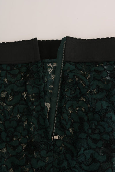 Dolce & Gabbana Green Floral Lace Leggings Pants
