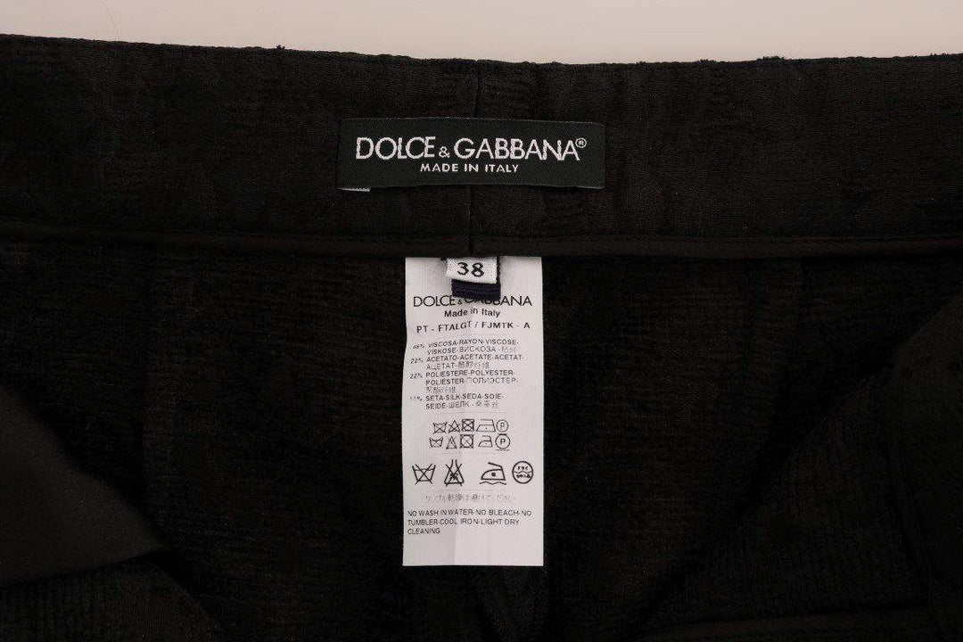 Dolce & Gabbana  Black Floral Brocade Capri Pants #women, Black, Brand_Dolce & Gabbana, Catch, Dolce & Gabbana, feed-agegroup-adult, feed-color-black, feed-gender-female, feed-size-IT40|S, feed-size-IT42|M, Gender_Women, IT36 | XS, IT40|S, IT42|M, Jeans & Pants - Women - Clothing, Kogan, Women - New Arrivals at SEYMAYKA