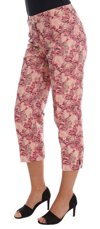 Dolce & Gabbana  Pink Floral Brocade Capri Pants #women, Brand_Dolce & Gabbana, Catch, Dolce & Gabbana, feed-agegroup-adult, feed-color-multicolor, feed-gender-female, feed-size-IT38|XS, feed-size-IT40|S, Gender_Women, IT38|XS, IT40|S, Jeans & Pants - Women - Clothing, Kogan, Multicolor, Women - New Arrivals at SEYMAYKA