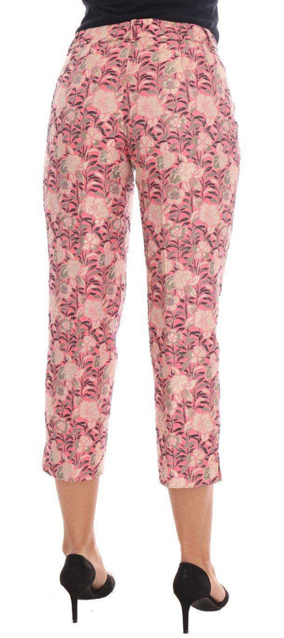 Dolce & Gabbana  Pink Floral Brocade Capri Pants #women, Brand_Dolce & Gabbana, Catch, Dolce & Gabbana, feed-agegroup-adult, feed-color-multicolor, feed-gender-female, feed-size-IT38|XS, feed-size-IT40|S, Gender_Women, IT38|XS, IT40|S, Jeans & Pants - Women - Clothing, Kogan, Multicolor, Women - New Arrivals at SEYMAYKA