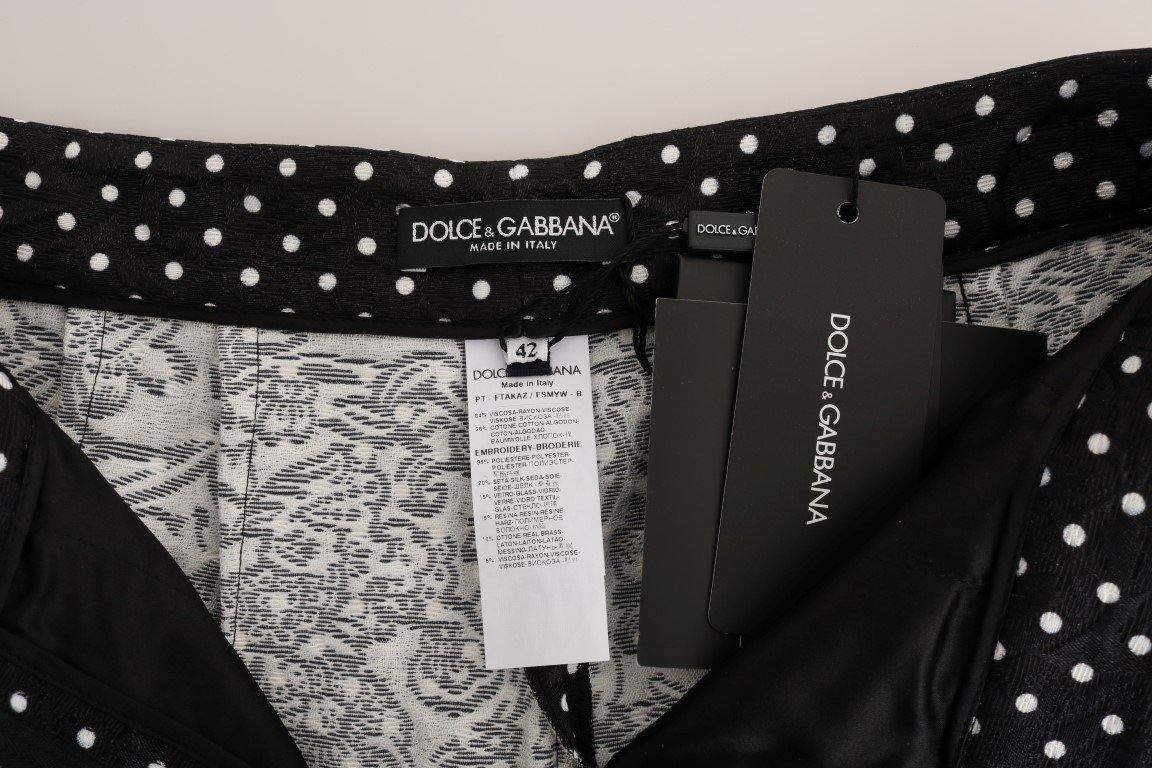 Dolce & Gabbana  Black Polka Dot Sicily Crystal Pants #women, Black/White, Brand_Dolce & Gabbana, Catch, Dolce & Gabbana, feed-agegroup-adult, feed-color-black, feed-color-white, feed-gender-female, feed-size-IT42|M, Gender_Women, IT42|M, Jeans & Pants - Women - Clothing, Kogan, Women - New Arrivals at SEYMAYKA
