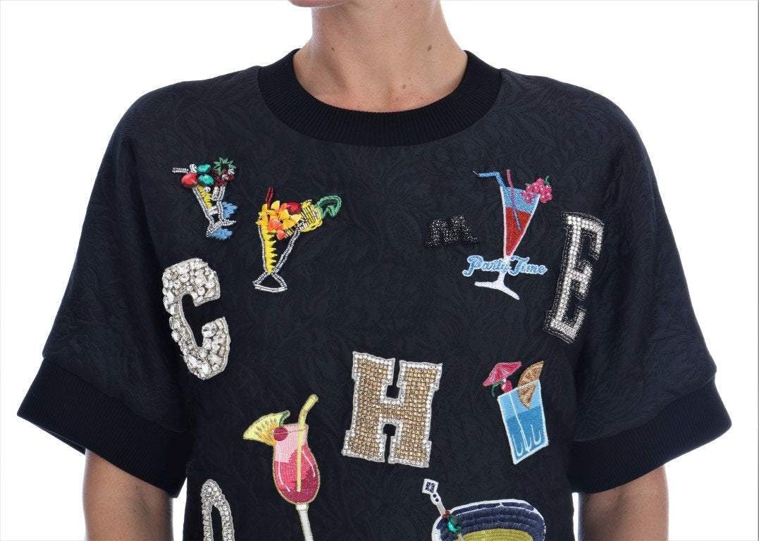 Dolce & Gabbana  Black Brocade Cocktail Crystal Sweater #women, Black, Brand_Dolce & Gabbana, Catch, Dolce & Gabbana, feed-agegroup-adult, feed-color-black, feed-gender-female, feed-size-IT38 | S, Gender_Women, IT38 | S, Kogan, Sweaters - Women - Clothing, Women - New Arrivals at SEYMAYKA