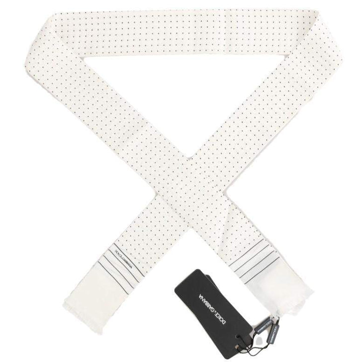 Dolce & Gabbana White Polka Dotted Silk Skinny Scarf #men, Accessories - New Arrivals, Black/White, Brand_Dolce & Gabbana, Catch, Dolce & Gabbana, feed-agegroup-adult, feed-color-black, feed-color-white, feed-gender-male, feed-size-OS, Gender_Men, Kogan, Scarves - Men - Accessories at SEYMAYKA