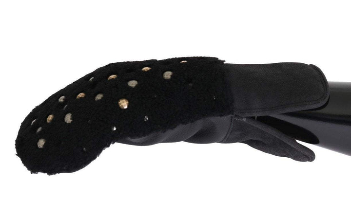 Dolce & Gabbana  Black Leather Shearling Studded Gloves #men, 9|M, Accessories - New Arrivals, Black, Brand_Dolce & Gabbana, Catch, Dolce & Gabbana, feed-agegroup-adult, feed-color-black, feed-gender-male, feed-size-9|M, Gender_Men, Gloves - Men - Accessories, Kogan at SEYMAYKA