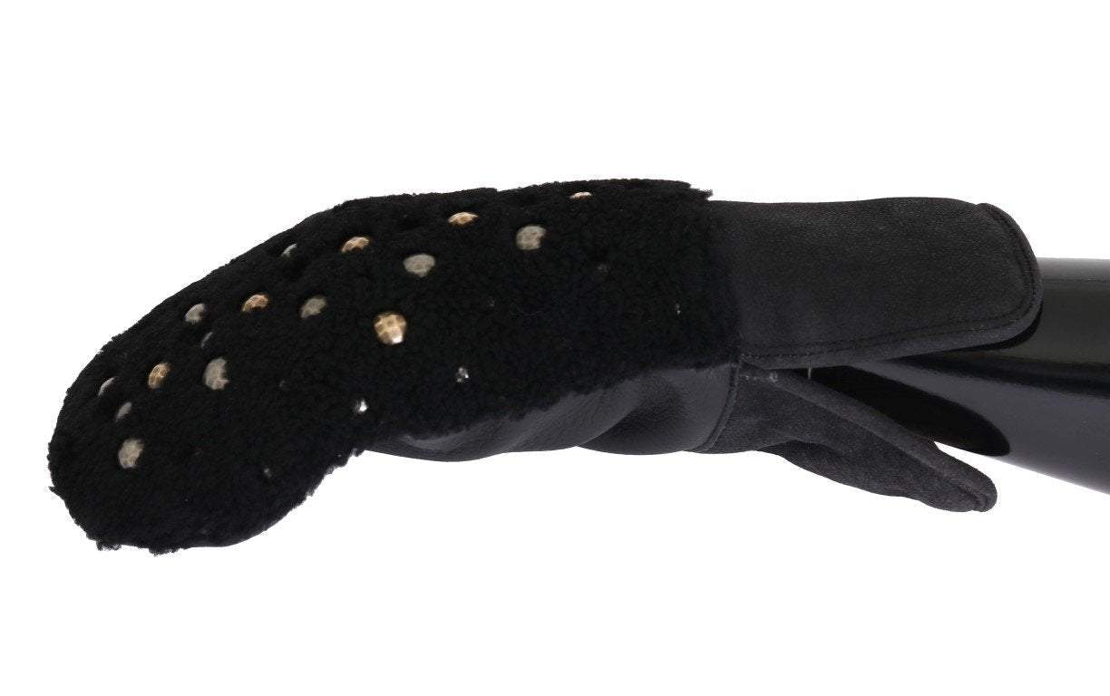 Dolce & Gabbana  Black Leather Shearling Studded Gloves #men, 9|M, Accessories - New Arrivals, Black, Brand_Dolce & Gabbana, Catch, Dolce & Gabbana, feed-agegroup-adult, feed-color-black, feed-gender-male, feed-size-9|M, Gender_Men, Gloves - Men - Accessories, Kogan at SEYMAYKA
