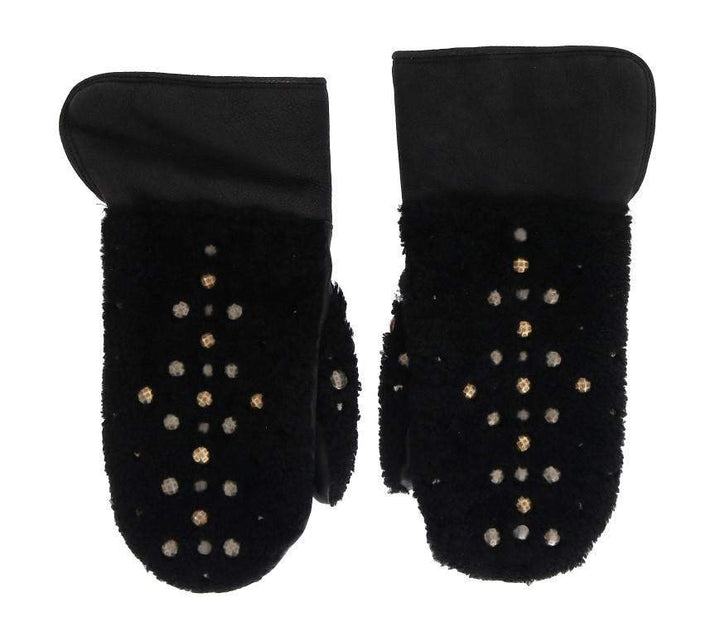 Dolce & Gabbana  Black Leather Shearling Studded Gloves #men, 9|M, Accessories - New Arrivals, Black, Brand_Dolce & Gabbana, Catch, Dolce & Gabbana, feed-agegroup-adult, feed-color-black, feed-gender-male, feed-size-9|M, Gender_Men, Gloves - Men - Accessories, Kogan at SEYMAYKA