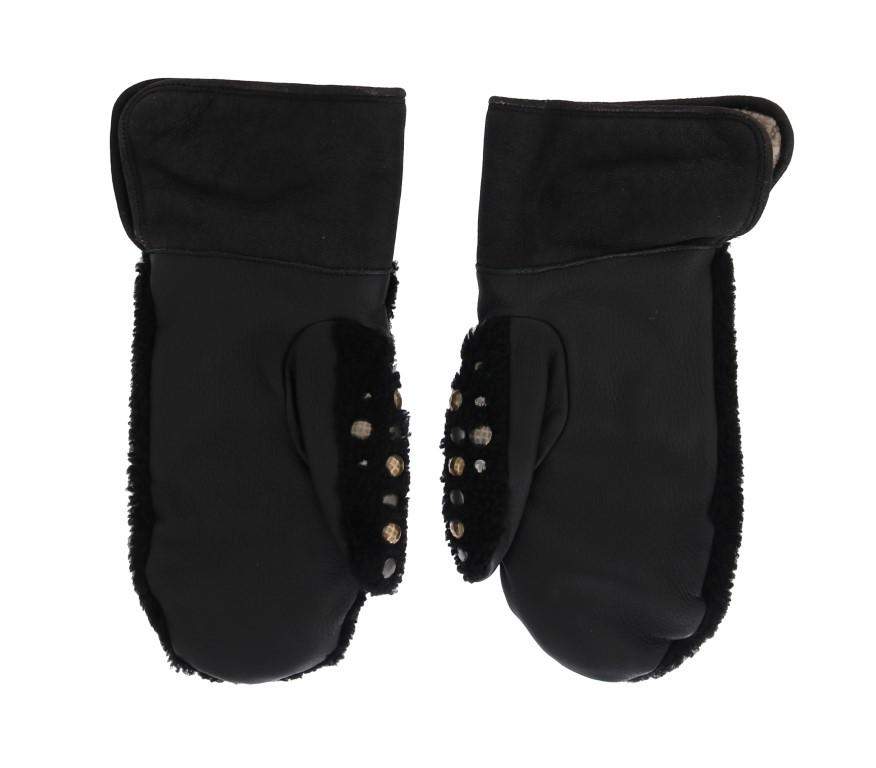 Dolce & Gabbana  Black Leather Shearling Studded Gloves #men, 9|M, Accessories - New Arrivals, Black, Brand_Dolce & Gabbana, Catch, Dolce & Gabbana, feed-agegroup-adult, feed-color-black, feed-gender-male, feed-size-9|M, Gender_Men, Gloves - Men - Accessories, Kogan at SEYMAYKA