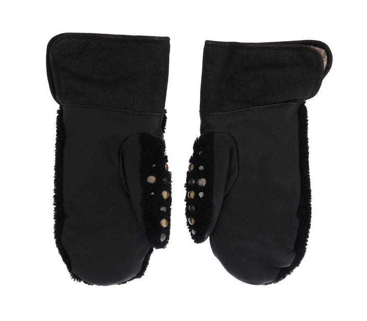 Dolce & Gabbana  Black Leather Shearling Studded Gloves #men, 9|M, Accessories - New Arrivals, Black, Brand_Dolce & Gabbana, Catch, Dolce & Gabbana, feed-agegroup-adult, feed-color-black, feed-gender-male, feed-size-9|M, Gender_Men, Gloves - Men - Accessories, Kogan at SEYMAYKA