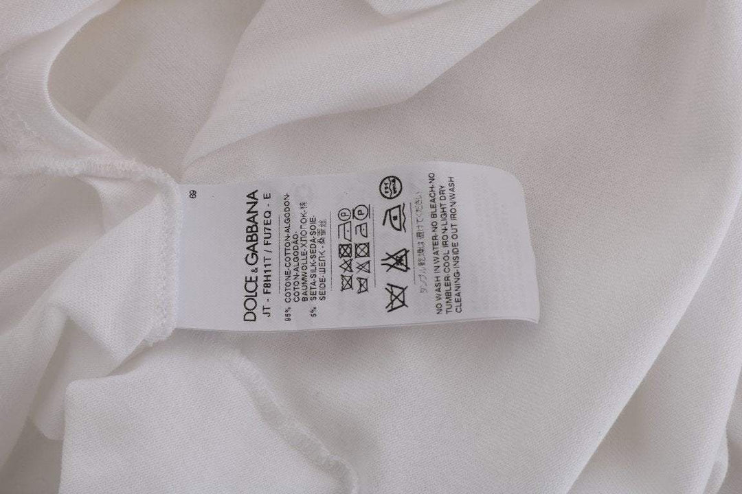 Dolce & Gabbana  White Cotton Silk T-Shirt #women, Brand_Dolce & Gabbana, Catch, Dolce & Gabbana, feed-agegroup-adult, feed-color-white, feed-gender-female, feed-size-IT38|XS, Gender_Women, IT38|XS, Kogan, Tops & T-Shirts - Women - Clothing, White, Women - New Arrivals at SEYMAYKA