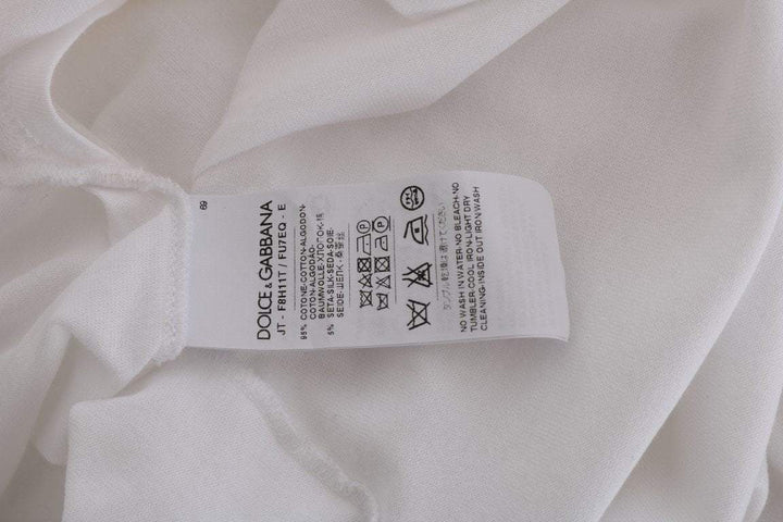 Dolce & Gabbana  White Cotton Silk T-Shirt #women, Brand_Dolce & Gabbana, Catch, Dolce & Gabbana, feed-agegroup-adult, feed-color-white, feed-gender-female, feed-size-IT38|XS, Gender_Women, IT38|XS, Kogan, Tops & T-Shirts - Women - Clothing, White, Women - New Arrivals at SEYMAYKA