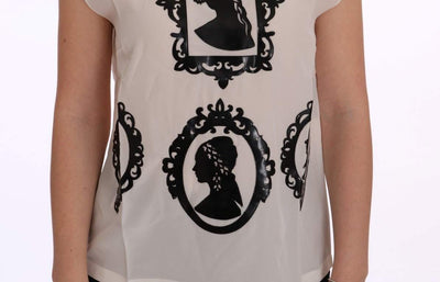 Dolce & Gabbana White Silk Black Frame Blouse #women, Brand_Dolce & Gabbana, Catch, Dolce & Gabbana, feed-agegroup-adult, feed-color-white, feed-gender-female, feed-size-IT40|S, Gender_Women, IT40|S, Kogan, Tops & T-Shirts - Women - Clothing, White, Women - New Arrivals at SEYMAYKA