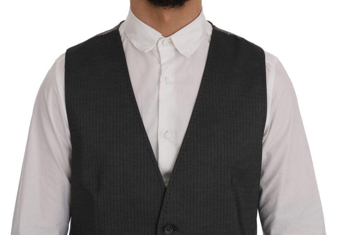 Dolce & Gabbana  Gray STAFF Cotton Rayon Vest #men, Brand_Dolce & Gabbana, Catch, Dolce & Gabbana, feed-agegroup-adult, feed-color-gray, feed-gender-male, feed-size-IT50 | L, Gender_Men, Gray, IT50 | L, IT52 | L, Kogan, Men - New Arrivals, Vests - Men - Clothing at SEYMAYKA
