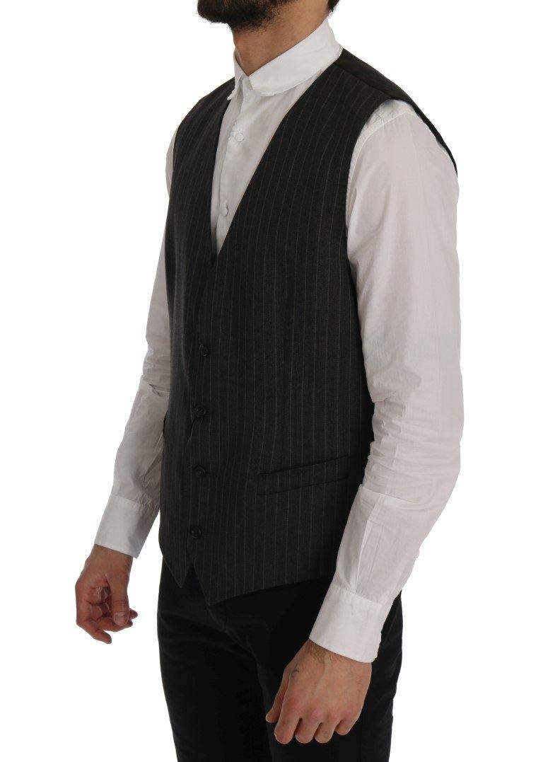 Dolce & Gabbana  Gray STAFF Wool Stretch Vest #men, Brand_Dolce & Gabbana, Catch, Dolce & Gabbana, feed-agegroup-adult, feed-color-gray, feed-gender-male, feed-size-IT54 | XL, Gender_Men, Gray, IT54 | XL, Kogan, Vests - Men - Clothing at SEYMAYKA