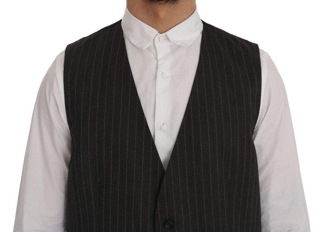 Dolce & Gabbana  Gray STAFF Wool Stretch Vest #men, Brand_Dolce & Gabbana, Catch, Dolce & Gabbana, feed-agegroup-adult, feed-color-gray, feed-gender-male, feed-size-IT54 | XL, Gender_Men, Gray, IT54 | XL, Kogan, Vests - Men - Clothing at SEYMAYKA