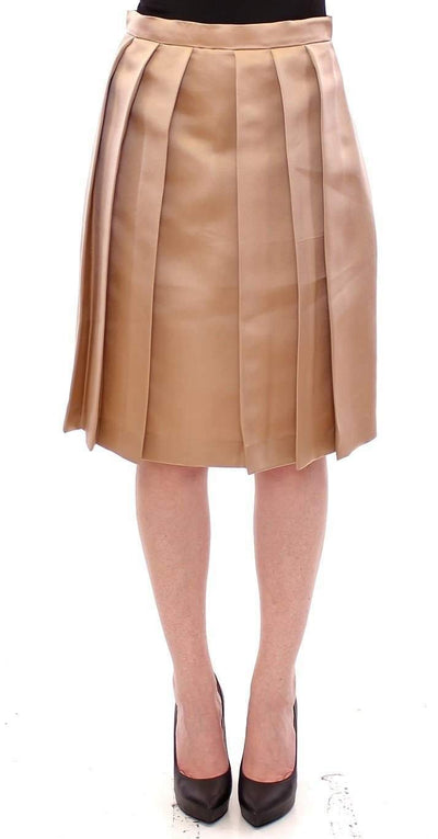 Andrea Incontri  Silk Solid Mini Pleated Skirt #women, Andrea Incontri, Brown, Catch, feed-agegroup-adult, feed-color-brown, feed-gender-female, feed-size-IT40|S, feed-size-IT42|M, feed-size-IT44|L, Gender_Women, IT40|S, IT42|M, IT44|L, Kogan, Skirts - Women - Clothing at SEYMAYKA