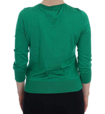 Dolce & Gabbana  Green Silk Crystal Banana Sweater #women, Brand_Dolce & Gabbana, Catch, Dolce & Gabbana, feed-agegroup-adult, feed-color-green, feed-gender-female, feed-size-IT36 | XS, feed-size-IT38 | S, feed-size-IT40|S, Gender_Women, Green, IT36 | XS, IT38 | S, IT40|S, Kogan, Sweaters - Women - Clothing, Women - New Arrivals at SEYMAYKA
