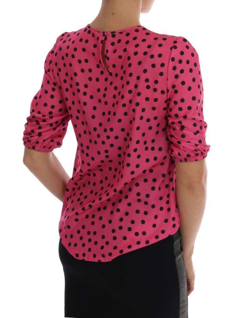 Dolce & Gabbana Pink Polka Dotted Silk Blouse #women, Brand_Dolce & Gabbana, Catch, Dolce & Gabbana, feed-agegroup-adult, feed-color-pink, feed-gender-female, feed-size-IT36 | XS, feed-size-IT38 | S, Gender_Women, IT36 | XS, IT38 | S, Kogan, Pink, Tops & T-Shirts - Women - Clothing, Women - New Arrivals at SEYMAYKA