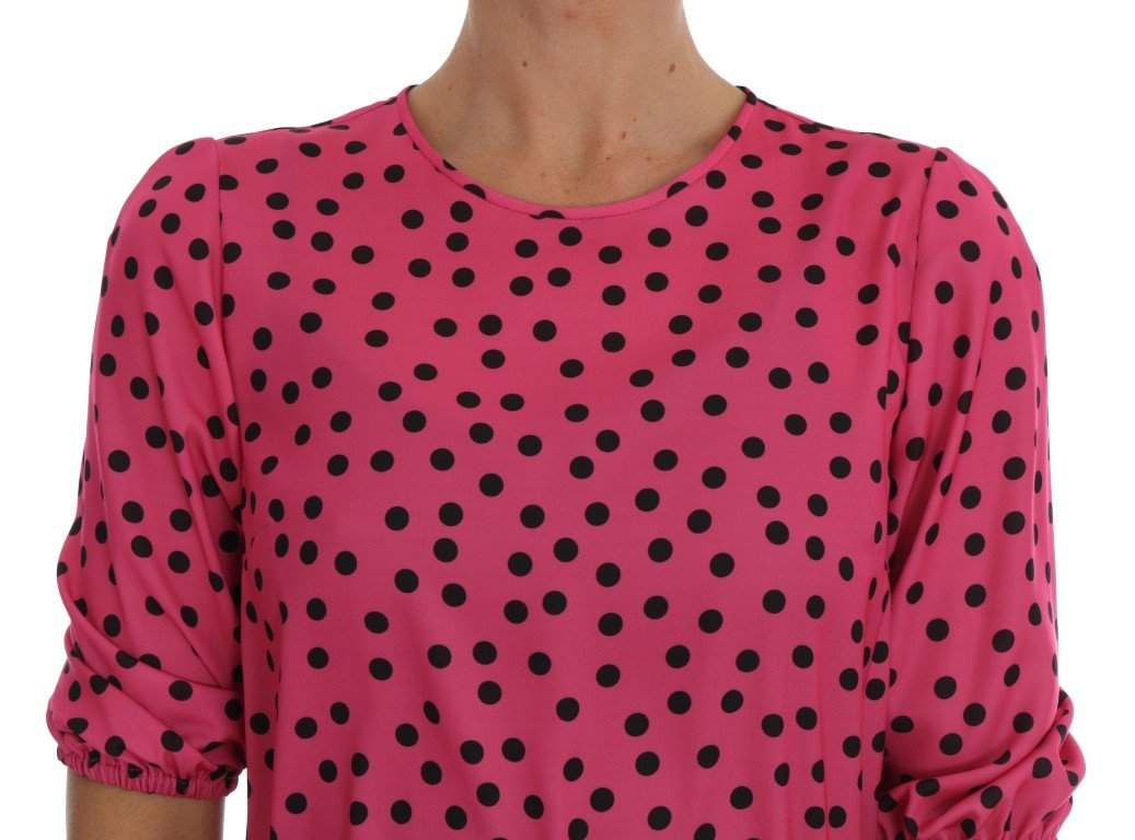 Dolce & Gabbana Pink Polka Dotted Silk Blouse #women, Brand_Dolce & Gabbana, Catch, Dolce & Gabbana, feed-agegroup-adult, feed-color-pink, feed-gender-female, feed-size-IT36 | XS, feed-size-IT38 | S, Gender_Women, IT36 | XS, IT38 | S, Kogan, Pink, Tops & T-Shirts - Women - Clothing, Women - New Arrivals at SEYMAYKA