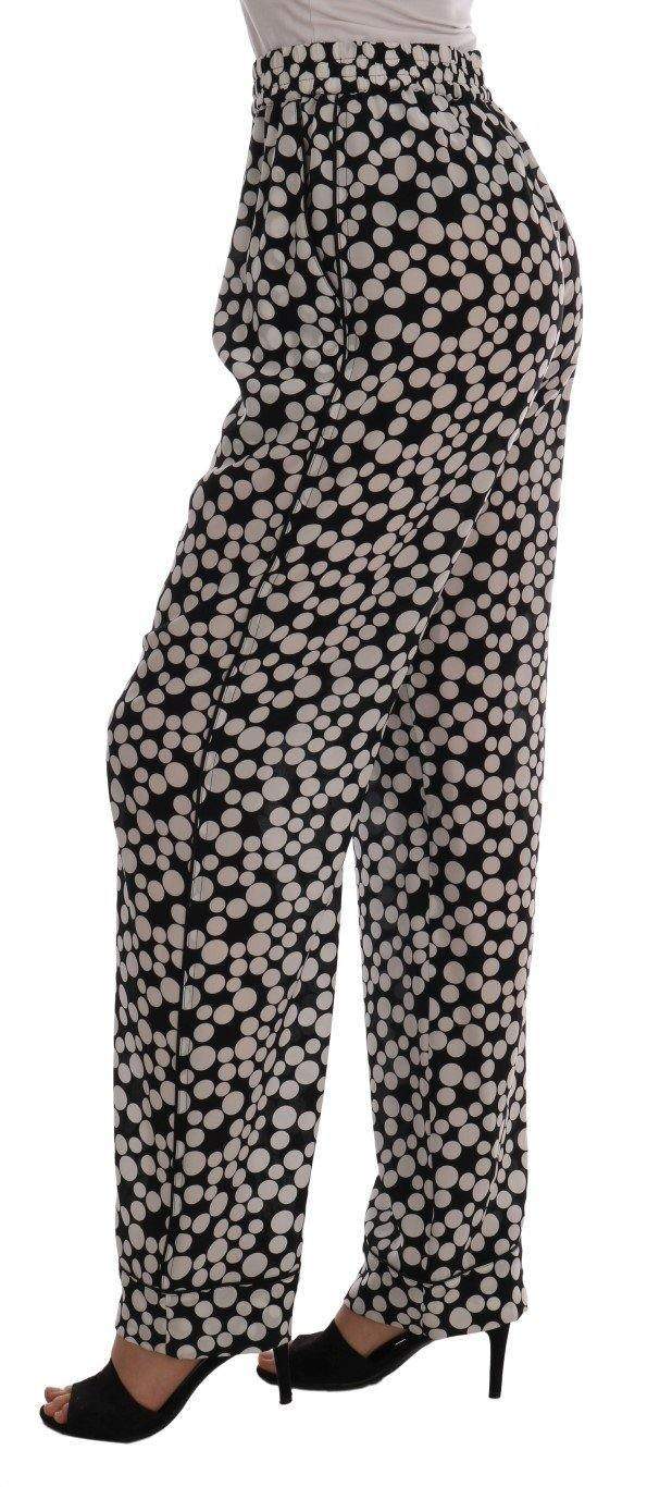 Dolce & Gabbana  Black White Polka Dottes Silk Pants #women, Black/White, Brand_Dolce & Gabbana, Catch, Dolce & Gabbana, feed-agegroup-adult, feed-color-black, feed-color-white, feed-gender-female, feed-size-IT40|S, Gender_Women, IT40|S, Jeans & Pants - Women - Clothing, Kogan, Women - New Arrivals at SEYMAYKA
