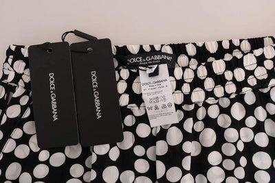 Dolce & Gabbana  Black White Polka Dottes Silk Pants #women, Black/White, Brand_Dolce & Gabbana, Catch, Dolce & Gabbana, feed-agegroup-adult, feed-color-black, feed-color-white, feed-gender-female, feed-size-IT40|S, Gender_Women, IT40|S, Jeans & Pants - Women - Clothing, Kogan, Women - New Arrivals at SEYMAYKA