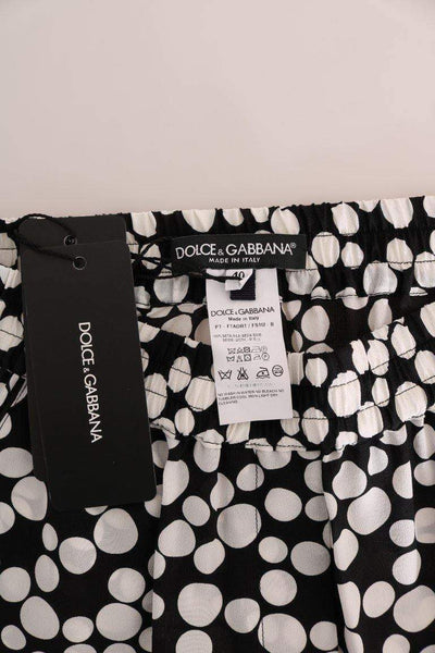 Dolce & Gabbana  Black White Polka Dottes Silk Pants #women, Black/White, Brand_Dolce & Gabbana, Catch, Dolce & Gabbana, feed-agegroup-adult, feed-color-black, feed-color-white, feed-gender-female, feed-size-IT40|S, Gender_Women, IT40|S, Jeans & Pants - Women - Clothing, Kogan, Women - New Arrivals at SEYMAYKA