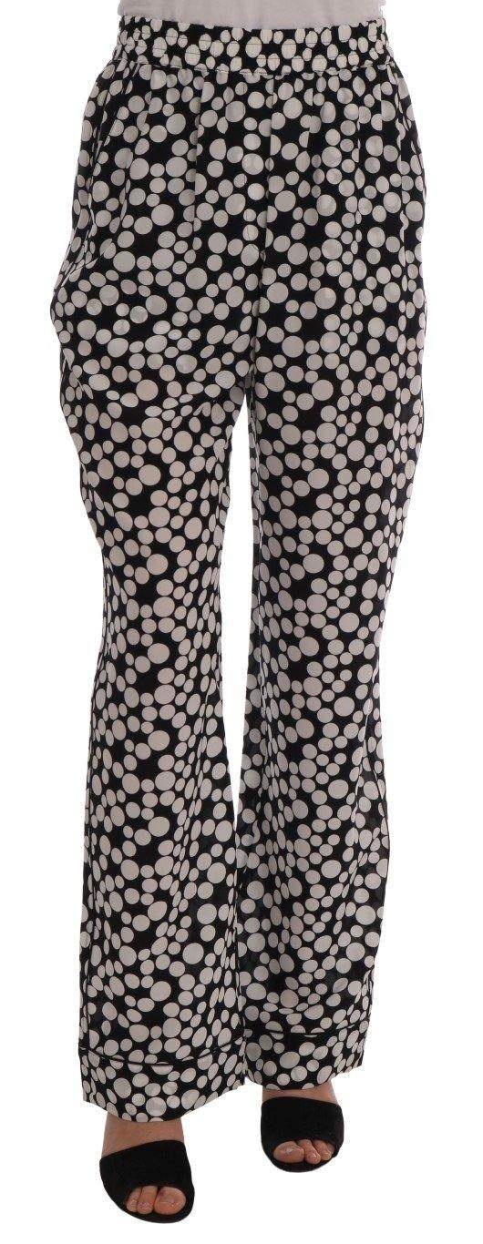 Dolce & Gabbana  Black White Polka Dottes Silk Pants #women, Black/White, Brand_Dolce & Gabbana, Catch, Dolce & Gabbana, feed-agegroup-adult, feed-color-black, feed-color-white, feed-gender-female, feed-size-IT40|S, Gender_Women, IT40|S, Jeans & Pants - Women - Clothing, Kogan, Women - New Arrivals at SEYMAYKA