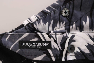 Dolce & Gabbana  Gray Banana Leaf Cotton Pants #men, Black, Brand_Dolce & Gabbana, Catch, Dolce & Gabbana, feed-agegroup-adult, feed-color-black, feed-gender-male, feed-size-IT48 | M, feed-size-IT50 | L, feed-size-IT52 | XL, Gender_Men, IT48 | M, IT50 | L, IT52 | XL, Jeans & Pants - Men - Clothing, Kogan, Men - New Arrivals at SEYMAYKA